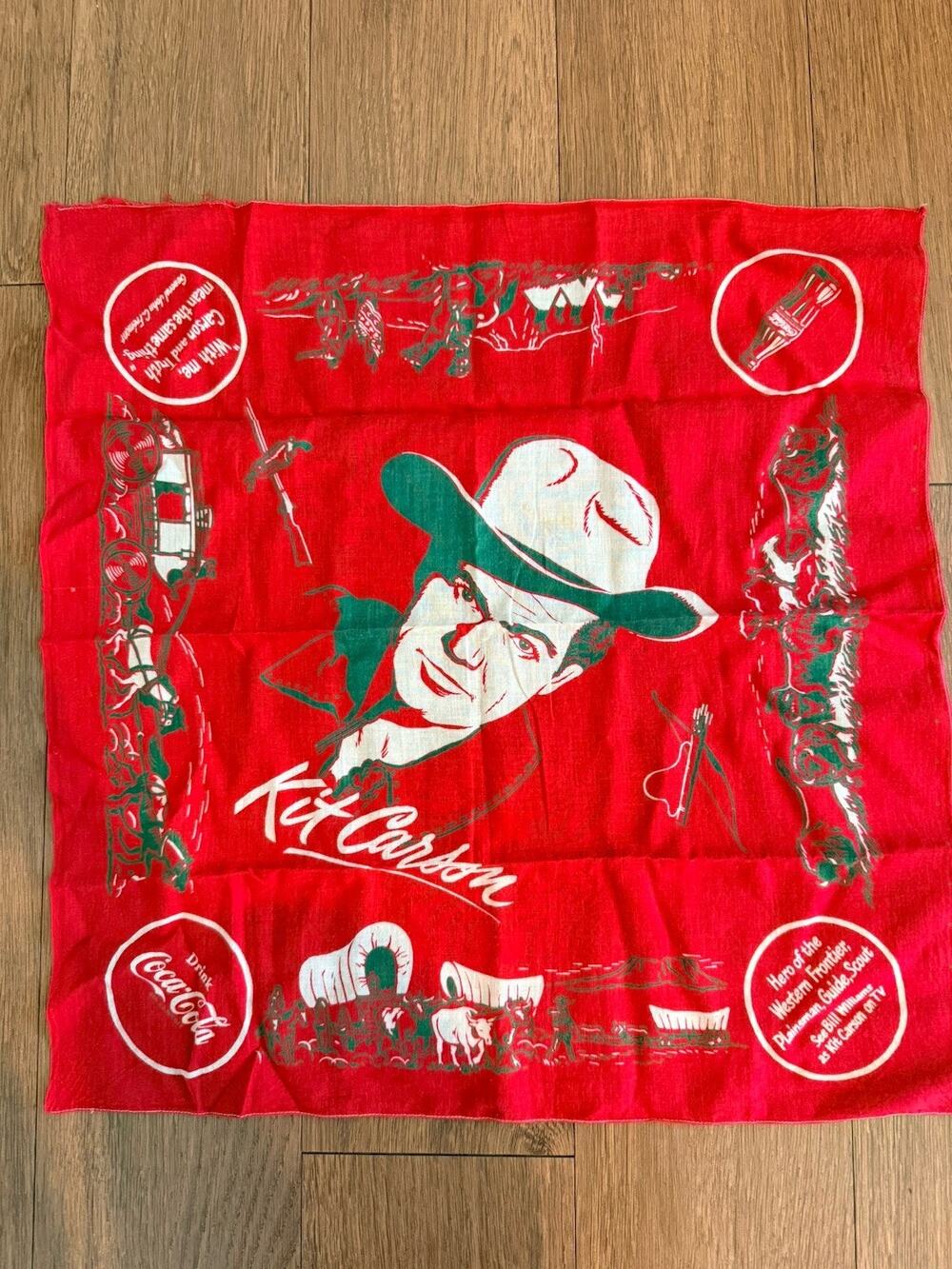 Vintage Coca-Cola Kit Carson Hankerchief Bandana Neckerchief 1950's TV Western